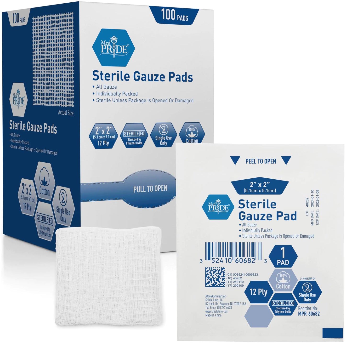 2x2 Sterile Gauze Pads 100 pack